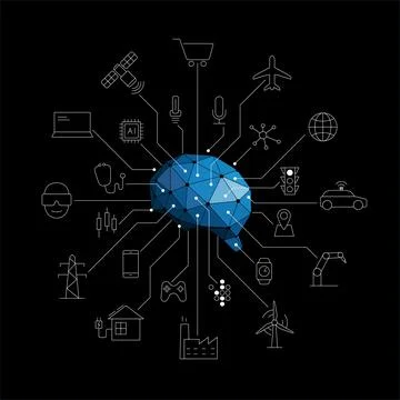Artificial intelligence connects the future, vector illustration Stock Illustration