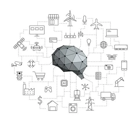 Artificial intelligence connects the future, vector illustration Stock Illustration