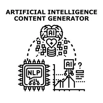 Artificial intelligence content creating generating digital solution Stock Illustration
