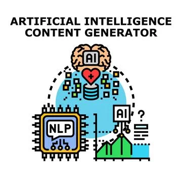 Artificial intelligence content creating generating digital solution Stock Illustration