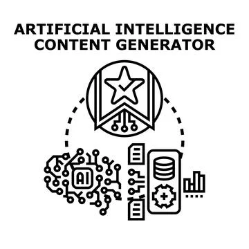 Artificial intelligence content generating system concept 스톡 일러스트