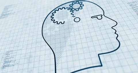 Artificial intelligence contour 3d symbol on project scheme Stock Footage 326633786