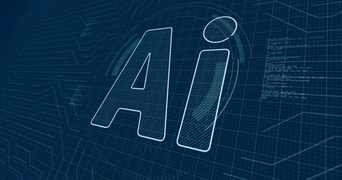Artificial intelligence contour 3d symbol on blueprint scheme Stock Footage 330438726