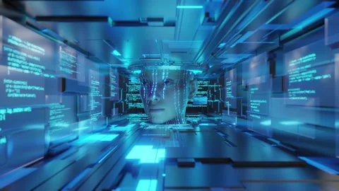 The artificial intelligence control room simulation concep Stock Footage 263915296