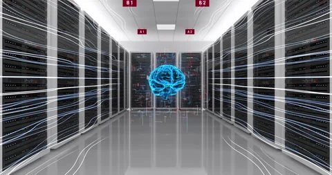 Artificial Intelligence Controlled Data Server Room. Futuristic AI Computing. Video stock 276835606