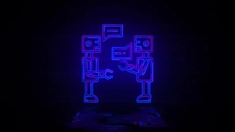 Artificial intelligence conversation in neon effect mp4 video Stock Illustration