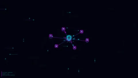 Artificial intelligence core managing cloud data network on futuristic hud .. Stock Footage 341770737