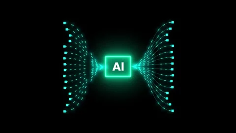Artificial Intelligence Core Processing Data Streams animation Stock Footage 346375089