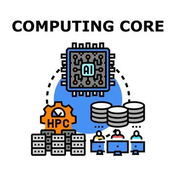 Artificial intelligence core processing high performance computing Stock Illustration