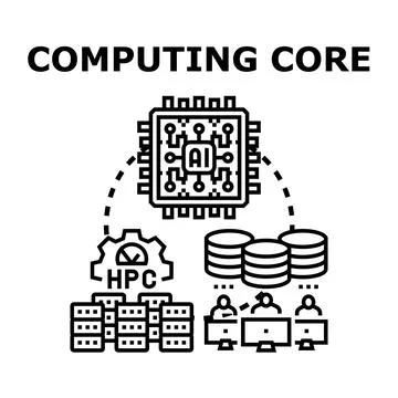 Artificial intelligence core processing high performance computing Stock Illustration