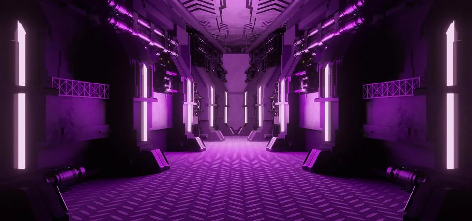 Artificial Intelligence Corridor Tunnel Phantom Bright Purple Colors Futurist Иллюстрация