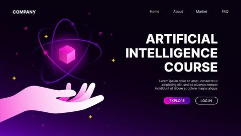 Artificial Intelligence Course. Landing WebPage Stock Illustration