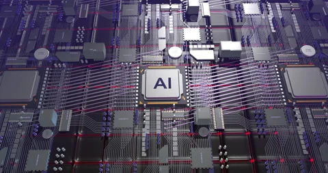 Artificial Intelligence CPU Chip Processing And Transferring Data To Cloud. Stock Footage 194513897