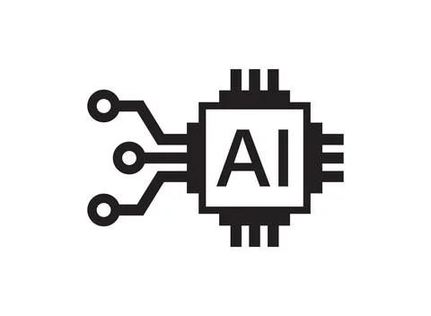Artificial intelligence cpu icon in flat style. Microchip for AI generation.. Stock Illustration