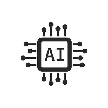 Artificial intelligence cpu icon in flat style. Microchip for AI generation.. Stock Illustration