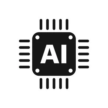 Artificial intelligence cpu icon in flat style. Microchip for AI generation.. Stock Illustration