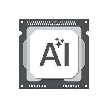 Artificial intelligence cpu icon in flat style. Microchip for AI generation.. Stock Illustration