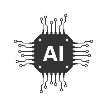 Artificial intelligence cpu icon in flat style. Microchip for AI generation.. Stock Illustration