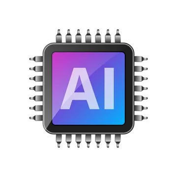 Artificial intelligence cpu icon in flat style. Microchip for AI generation.. Stock Illustration