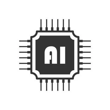 Artificial intelligence cpu icon in flat style. Microchip for AI generation.. Stock Illustration