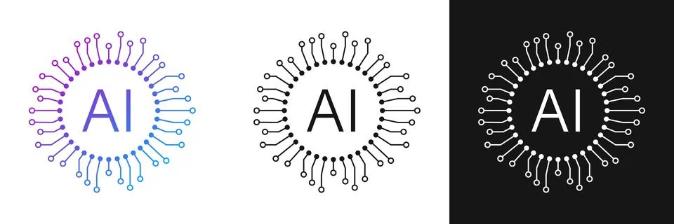 Artificial intelligence cpu icon in flat style. Microchip for AI generation.. Stock Illustration
