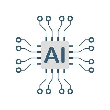 Artificial intelligence cpu icon in flat style. Microchip for AI generation.. Stock Illustration