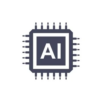Artificial intelligence cpu icon in flat style. Microchip for AI generation.. Stock Illustration
