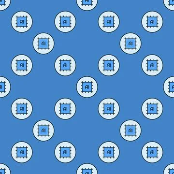 Artificial Intelligence CPU vector AI Chip round colored seamless pattern Illustrazione stock