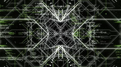 Artificial intelligence creating connections of white and green colors, seamless Illustrazione stock