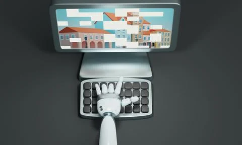 Artificial intelligence creating illustrations. 3d rendering 写真素材