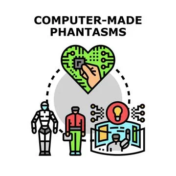 Artificial intelligence creating virtual reality and digital concepts Stock Illustration