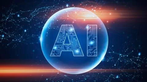 Artificial Intelligence. Creative AI Logo In Circuit Style Over Polygonal Illustrazione stock