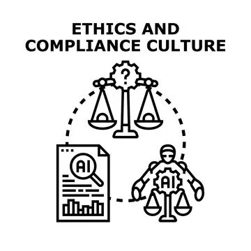 Artificial intelligence culture balancing ethics and compliance Illustrazione stock