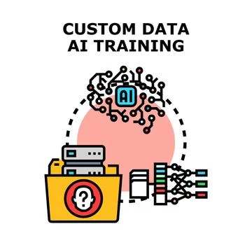 Artificial intelligence custom data training process concept Stockillustratie