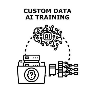 Artificial intelligence custom data training process concept Stock Illustration
