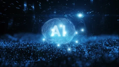 Artificial intelligence cyber space data animation background Stock Footage 343607592