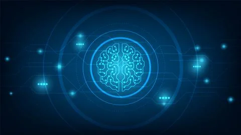 Artificial intelligence cybernetic circuit brain inside Stock Illustration