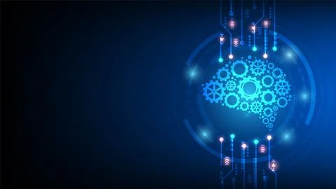 Artificial intelligence cybernetic circuit brain inside Stock Illustration