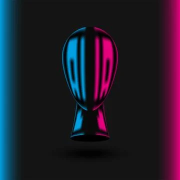 Artificial intelligence cyberpunk concept, 3d black robot head with neck with Stock Illustration