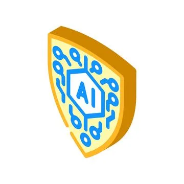 Artificial intelligence cybersecurity shield protecting digital network data Stock Illustration