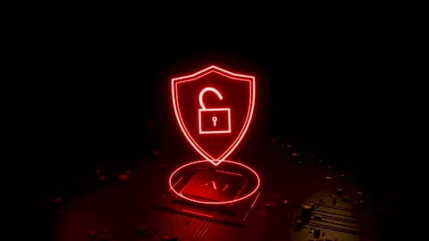 Artificial intelligence cybersecurity threat and vulnerability concept. 3d Stock Footage 346373329