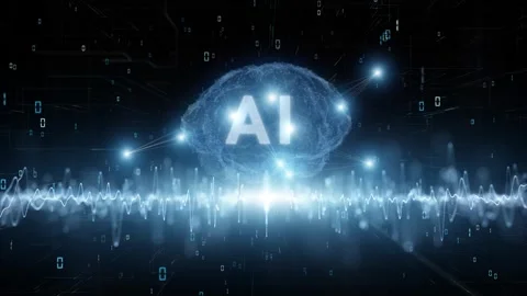 Artificial intelligence cyberspace with ai brain loop animation Stock Footage 341833236