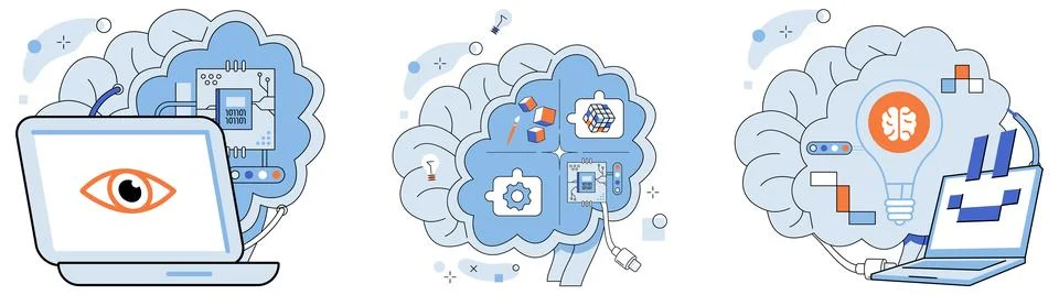 Artificial intelligence. In cyberspace, virtual assistant is guiding star in Stockillustratie