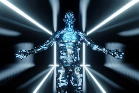 Artificial Intelligence Cyborg or Avatar Stockillustratie