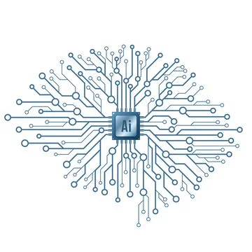 Artificial intelligence. Cyborg technological brain on white background. Comp Illustrazione stock