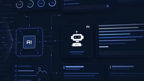Artificial intelligence dashboard interface with an AI processor chip chatbot 動画素材 344553203