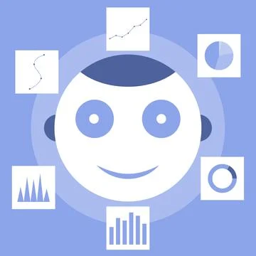 Artificial intelligence in data analysis, Data marketing technology, Business Illustrazione stock