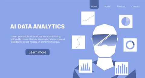 Artificial intelligence in data analysis, Data marketing technology, Business Illustrazione stock