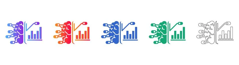 Artificial Intelligence Data Analysis Icons Stock Illustration