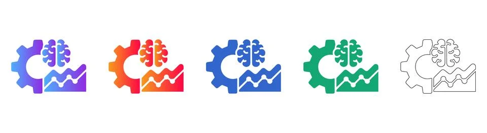 Artificial Intelligence Data Analytics Icons Stock Illustration